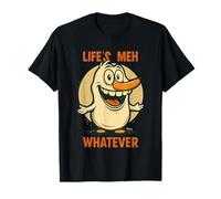 Cartoon figure shrugs off life with a big smile and meh T-Shirt
