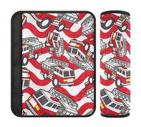 Cartoon Fire Engine Seat Shoulder Protector Belt Pad Cushion for Kids Soft Seat Strap Belt Covers for Boys Girls 2 Pack 6.5 * 6.5in