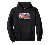 Cartoon Fire Truck Illustration for Kids Pullover Hoodie