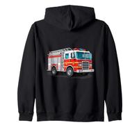 Cartoon Fire Truck Illustration for Kids Zip Hoodie