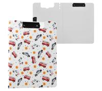 Cartoon Fire Truck Police Car Clipboard Folder, A4 Size Folder Clipboard with Pen Slot for Office School