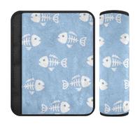 Cartoon Fish Bone Blue 2 pcs Belt Strap Cover Protects Your Neck and Shoulders for Backpack accesorios para carro