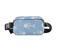 Cartoon Fish Bone Blue Cute Fanny Pack Waist Bag for Women Men Multipurpose Cross Body Bag Belt Pack with Adjustable Strap for Travel Shopping Running