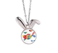 Cartoon Fish Colourful Animal Rabbit Necklace Pendant Bunny Animal Jewelry Gift