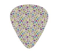 Cartoon Fish Guitar Picks 12 Pack Universal ABS Guitar Picks,Colorful Undersea Ocean Creatures Shells Fish Tube Moss Hand Drawn Circles Image,for Acoustic and Electric Guitar