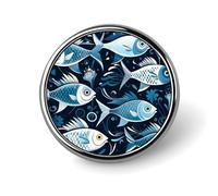 Cartoon Fish Print Round Badge Cute Brooch Hats Jackets Decor Personalized Lapel Pin Clothing Jewelry Accessories for Wedding Party Gift