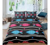 Cartoon Fish Shape Double Duvet Cover Set 3D Printed Abstract Bedding Set Ultra Soft Microfiber Quilt Cover 200x200 cm for Double Bed with 2 Pillowcases with Zipper L.916