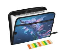 Cartoon Fish Skeleton Underwater Expanding Zip File Folder 13 Pockets Accordion Document Organizer for Work Home