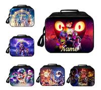 Cartoon Five Bear Freddy's Personalised Name Boys Girls School Double Layer Insulated Lunch Bag Children Shoulder Hand Bag Kid's Birthday Xmas Gift