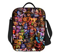 Cartoon Five Nine at Freddy's Boys Girls School Leakproof Insulated Lunch Bag Children Kid's Camping Reusable Thermal Cooler Food Bag Portable Shoulder Hand Bag (E)