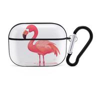 Cartoon Flamingo for Airpod Pro Case Cover Hard Shell Full Drop Protection Cover with Keychain Compatible with AirPod Pro 2nd/1st Generation, Front LED Visible,Black