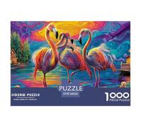 Cartoon Flamingo in Tropical Jungle_2Interactive 1000-Piece Jigsaw Puzzles for Adults Brimming with Challenging Puzzle Games for Both Genders - These Interactive Jigsaw Puzzles Are Made for Adults An