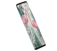 Cartoon Flamingo Leaves Car Seat Belt Cover Soft Comfortable Shoulder Seatbelt Pads Cover Seat Belt Pad for Suitable for Car Interior Accessorie