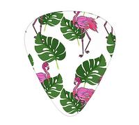 Cartoon flamingo leaves Printed Triangle Guitar Picks 12 Pcs Novelty Guitar Plectrums for Bass, Electric, Acoustic Guitar