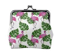 Cartoon Flamingo Leaves Printing Small Coin Purse, Lightweight Travel Wallet for Sightseeing Tours and Shopping Sprees