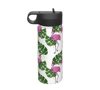 Cartoon Flamingo Leaves Printing Travel 18oz Sports Insulated Kettle Water Bottle Stainless Steel Kettle Portable Cup