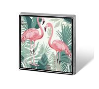 Cartoon Flamingo Leaves Suit Lapel Pin Fashion Lapel Pins for Men Women for Backpacks Funny Hat Brooch Pin Personalized Bag Lapels Badge Metal Novelty Buttons & Pins (Square)