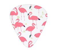 cartoon flamingo pattern Print Guitar Picks 12-Pack - Assorted Thickness Picks (0.46 mm, 0.71 mm, 0.96 mm) with Storage Box & Assorted Unique Design for Acoustic, Electric, Bass, and Ukulele Players