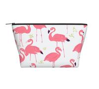 Cartoon Flamingo Pattern Print Makeup Bag Trapezoid Travel Cosmetic Organiser Stylish Storage for Beauty & Gifts for Women Girls