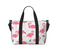 Cartoon Flamingo Pattern Print Travel Duffel Bag, Lightweight Water-Resistant Weekender Spacious Gym & Travel Bag for Men, Women & Teens