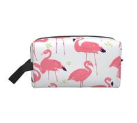 Cartoon Flamingo Pattern Printed Makeup Bag Travel Portable Cosmetic Bag Large Capacity Makeup Case Toiletry Handbag Organiser for Women
