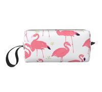 Cartoon Flamingo Pattern Printed Makeup Bag with Handle, Lightweight Portable Cosmetic Organiser for Travel, Gym & Daily Use â€“ Gift for Women Girls