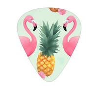 cartoon flamingo pineapples Print Guitar Picks 12-Pack - Assorted Thickness Picks with Storage Box & Assorted Unique Design for Acoustic, Electric, Bass, and Ukulele Players