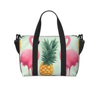 Cartoon Flamingo Pineapples Print Travel Duffel Bag, Lightweight Water-Resistant Weekender Spacious Gym & Travel Bag for Men, Women & Teens