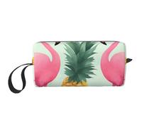 Cartoon Flamingo Pineapples Printed Makeup Bag with Handle, Lightweight Portable Cosmetic Organiser for Travel, Gym & Daily Use – Gift for Women Girls