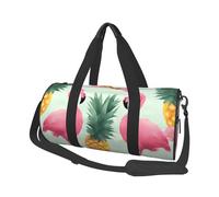 Cartoon Flamingo Pineapples Printed Sports Gym Bag with Wet Pocket & Shoes Compartment, Travel Duffel Bag for Men Women