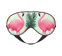 Cartoon Flamingo Pineapples Printing Sleep Mask for Women Men Double-Sided Print Soft Silk Eye Masks Eye Sleep Shade Cover