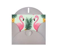 cartoon flamingo pineapples Prints Pearl Paper Horizontal Festival Greeting Card for Birthday Cards and All Occasions, Gray