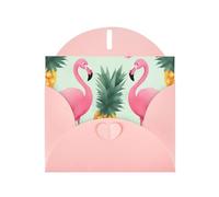 cartoon flamingo pineapples Prints Pearl Paper Horizontal Festival Greeting Card for Birthday Cards and All Occasions, Pink