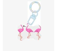 Cartoon Flamingo Printing Acrylic Dog Bone Ornament,Dog Tags Personalized Pet Ornament, Key Chain Bone Shaped Id Tags