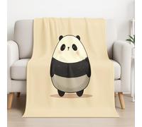 Cartoon Fleece Blanket, Soft Microfiber Throw with Beige Black Simple Cute Panda Print, Lightweight Warm Bed Blanket Provides Comfort and Warmth for Bedroom 59in × 59in (150cm × 150cm)