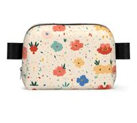 Cartoon Floral Confetti Printed Square Fashion Pocket Waterproof Oxford Fabric, Large Opening Convenient Zipper Travel Bag for Men and Women