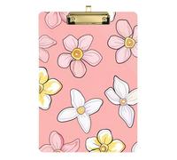 Cartoon Floral Daffodil Petal Peach White Acrylic clipboard Picture Standard Letter A4 Size Transparent for Nursing Student Trade Quest Gold 12x9in Tabla para escribir con Clip