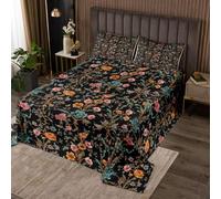 Cartoon Floral Kids Bedspread Single Size,Flowers Leaf Plant Spring Coverlet Set,Girls Boys Room Decor,Natural Botanical Rustic Garden Quilted Coverlet,Pink Orange Bedding Quilt,1 Pillowcase