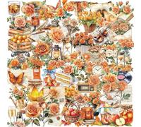 Cartoon Floral Stickers and Epistle Sticker，50pcs Vintage Aesthetic Scrapbook Stickers,Holographic Kindle Sticker for Adults-Waterproof Vinyl Stickers for Journals, Planners & Water Bottles