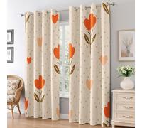 Cartoon Flower Curtains for Bedroom Home Decor, Botanical Tulip Floral Blackout Curtains Living Room, Thermal Eyelet Window Drapes, 2 Panels 72 Drop, 46x72 (W x L) L-C&41