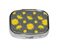 Cartoon Flower of Dandelion Pattern,Meta Pill Box 2 Compartment Medicine Case,Portable Organizer