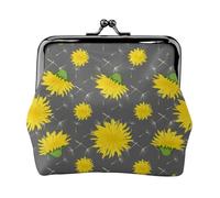 Cartoon Flower of Dandelion Pattern, PU Leather Coin Purse, Small Wallets, Change Pouch with Kiss Lock Clasp Buckle, Change Purse