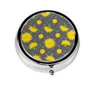 Cartoon Flower of Dandelion PatternMeta Pill Box 3 Compartment Medicine Case,Portable Organizer