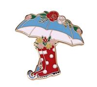 Cartoon Flower Umbrella and Boots Enamel Pin Cute Animal Brooch Lapel Pin Backpacks Hat Bags Dress Accessories Jewelry Gift For Friends