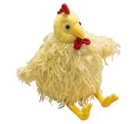 Cartoon Fluffy Yellow Chicken Plush Toy Doll - 28cm Soft Stuffed Rooster with Long Shaggy Feathers and Cute Farm Animal Design for Kids Bedroom Décor and Cozy Bedtime Cuddling