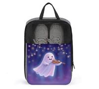 Cartoon Flying Ghost Playing The Violin Shoe Bag for Travel Daily Use Anti-dust Storage Carrier Golf Shoe Pouch