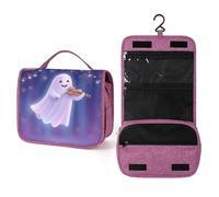 Cartoon Flying Ghost Playing The Violin Travel Toiletry Bag for Women,Hanging Makeup Organizer with Hook for Shampoo