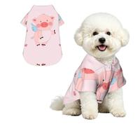 cartoon flying pig Breathable Hawaiian Dog Shirt Summer Button Up Top for Small Medium Dogs S