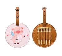 Cartoon Flying Pig Brown Golf tee Storage Bag, Multifunctional Golf tee Storage Bag for Men, Durable PU Material