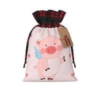 Cartoon Flying Pig Holiday Printed Drawstring Pouch M, Lightweight Drawstring Bag For Storage And Wrapping